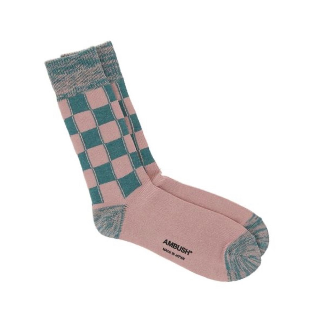 Ambush Long Check Socks Pink *NEW*